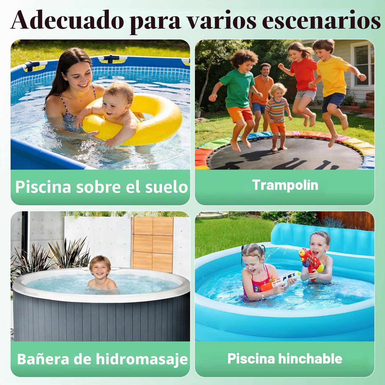 Cubierta para Piscina, Lona Piscina con Tiras Reflectantes, Estaca Luminosa, con Protección UV, Hermética al Polvo, para Piscinas Elevadas y Trampolines, Ø304 (260-302cm), Negro
