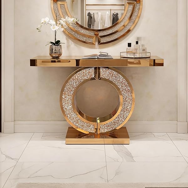 Sophisticated Entry Table with Mirror Ideas for a Balanced Look 83 Artistic Mirrored Table with Gold Base