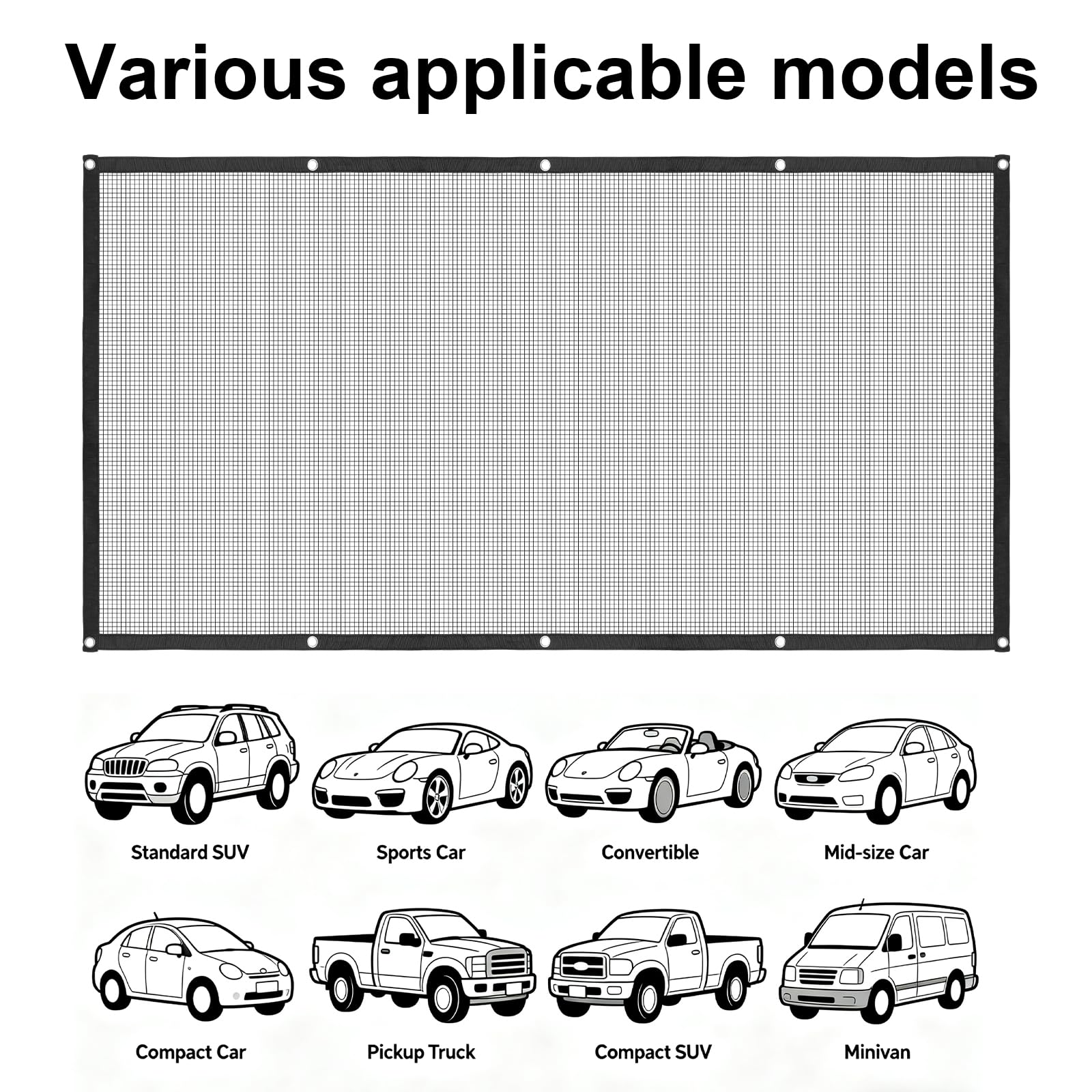 divisorio auto per canii 115 × 62 cm,rete per cani auto per cani, Robusto sedile posteriore per auto per cani con 4 ganci e 2 corde regolabili - rete divisoria auto per cani per SUV, station wagon