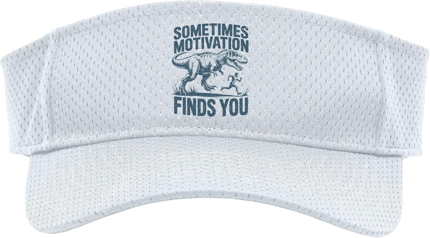 Sometimes Motivation Finds You Funny Dinosaur Running Sport Sun Visor