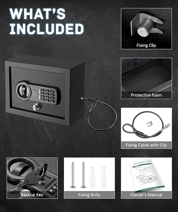 JINXNOBI Top Opening Keypad Security Desk Drawer Safe, Portable Digital Floor Safe with Cable,Electronic Steel Home Security Chest