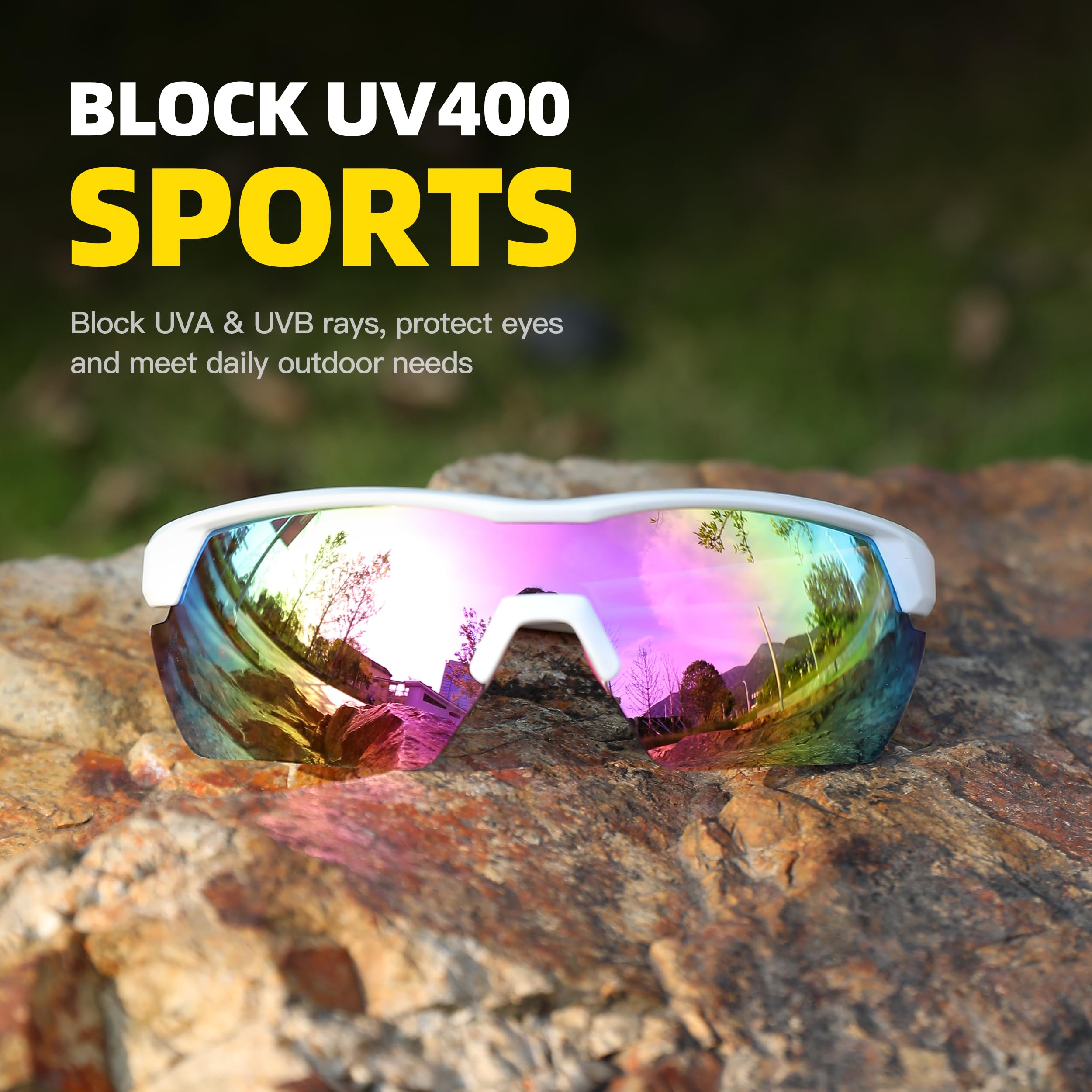 SINSPORT eyewear Occhiali da Sole Bambino Bambina, Occhiali Sportivi Ciclismo Baseball Running Bici, Protezione UV400 per Ragazzi e Ragazze