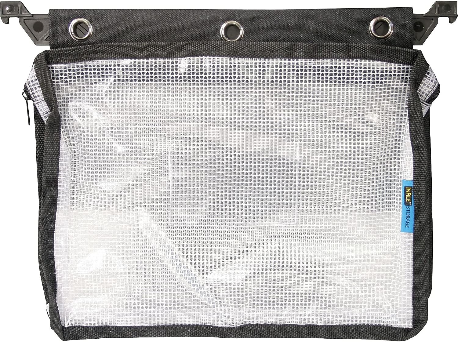 Clear Mesh Expanding Zipper Pouch with Black Trim