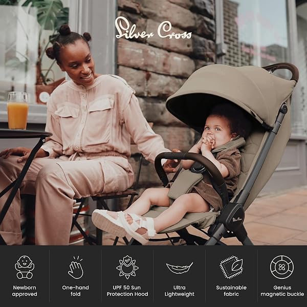 Silver Cross - Clic 2 Compact Stroller & Travel Bag - Travel Stroller For Life On The Go - Foldable & Lightweight - Suitable From Birth To 4 years - Cobble - 5