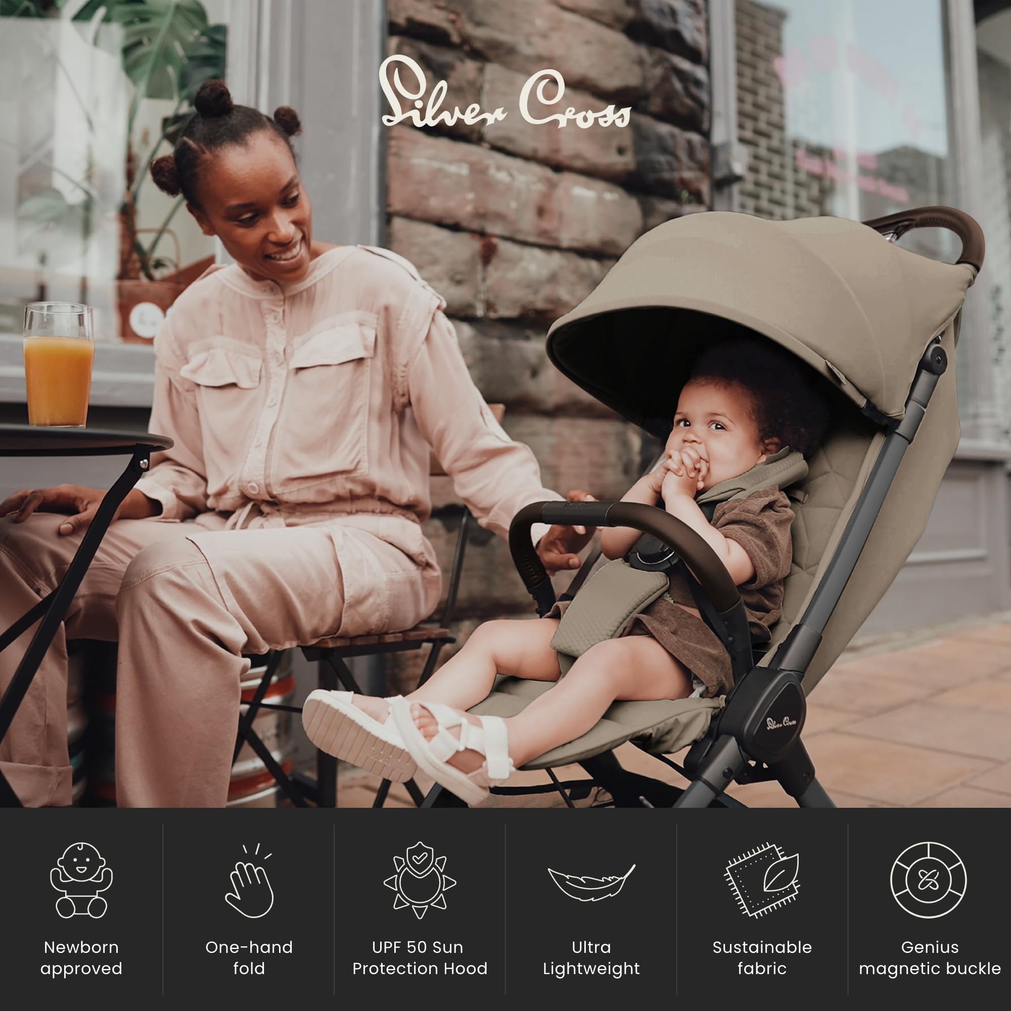 Silver Cross - Clic 2 Compact Stroller & Travel Bag - Travel Stroller For Life On The Go - Foldable & Lightweight - Suitable From Birth To 4 years - Cobble — view 5