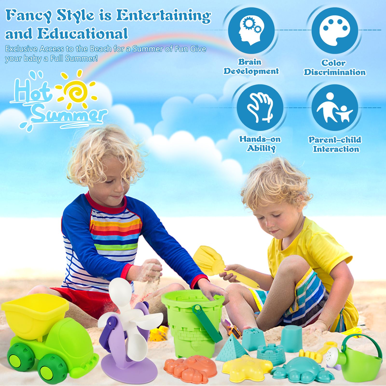 Ensemble 28 Pièces Jouets De Plage Pour Enfants - Seau, Moules, Outils Et Sac De Transport, Couleurs Aléatoires