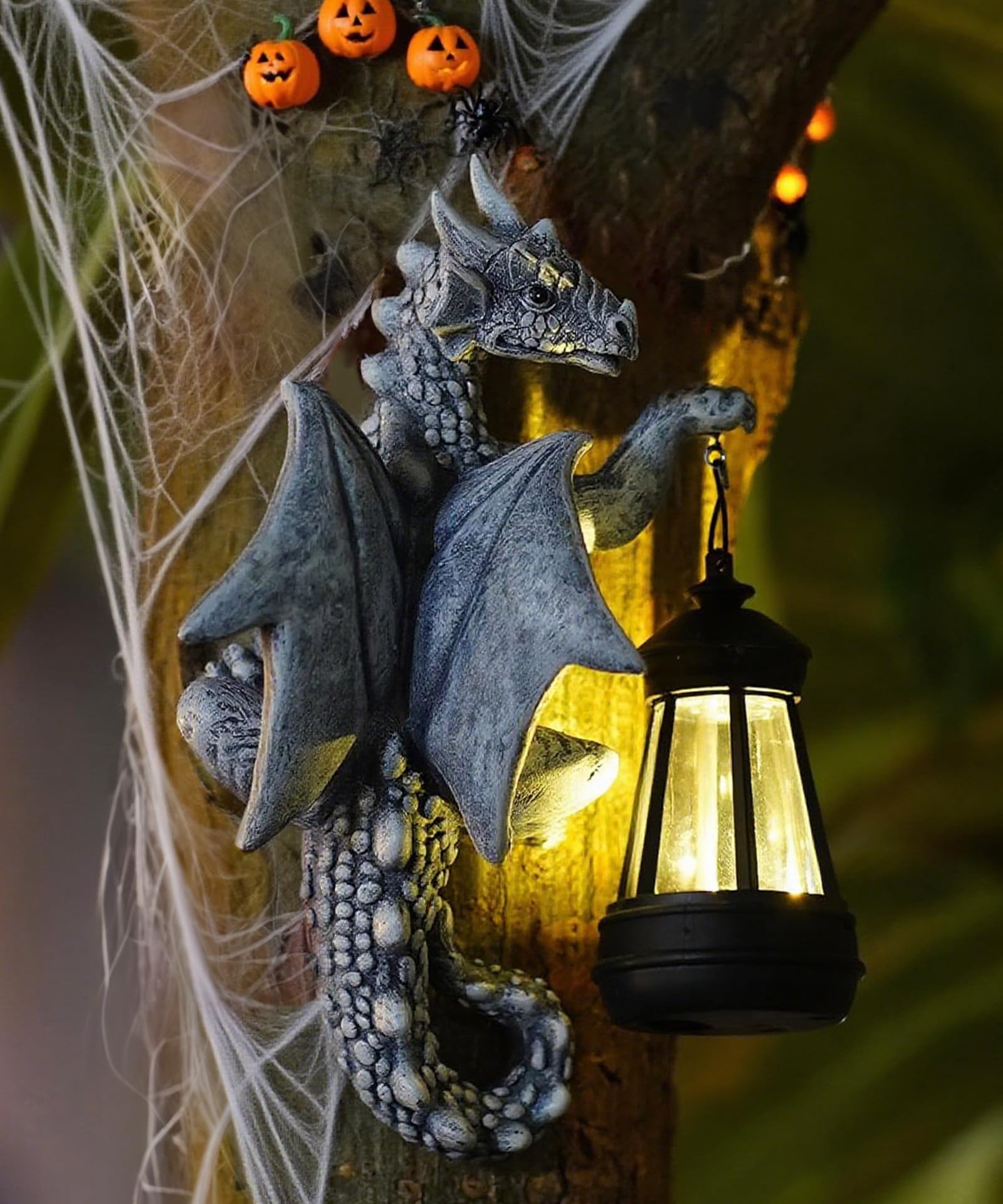 Goodeco Dragon Tree Hugger Solar Lantern Garden Statue - 9.3 Inch Resin Dragon Decor for Outdoor, Perfect Garden Gift & Yard DecorCarbonfree Certified
