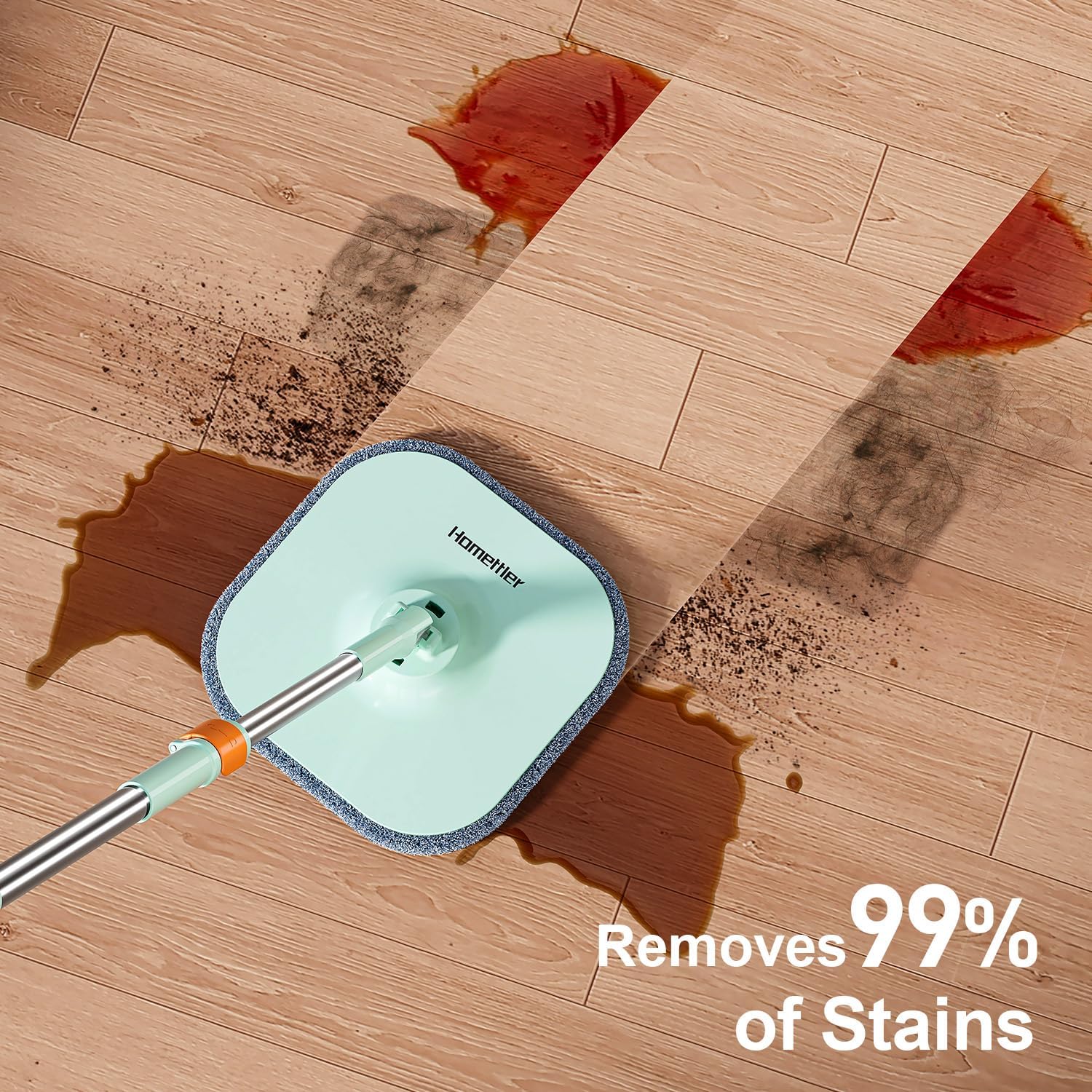 Mop and Bucket Set | Spin Mop with Dual-Tank Clean/Dirty Water Separation | 6 Microfiber Pads for Deep-Cleaning Floors | Versatile Mops Triangular Head for Walls