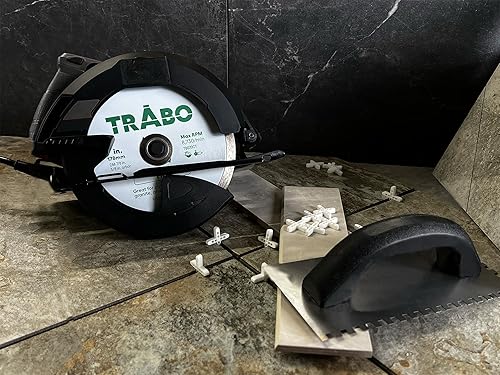 Miniatura 10 de Trabo Hoja de unión de metal con borde continuo de 4 pulgadas para cortar granito, cerámica, porcelana, cuarzo y más con eje de 78 pulgadas con
