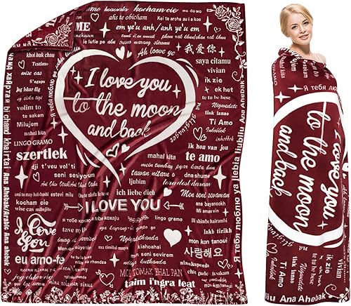 Miniatura 1 de Regalos para mamá, Día de la Madre de parte de hija e hijo, manta suave romántica en 100 idiomas, regalos para esposa, mujer, novia, abuela en San