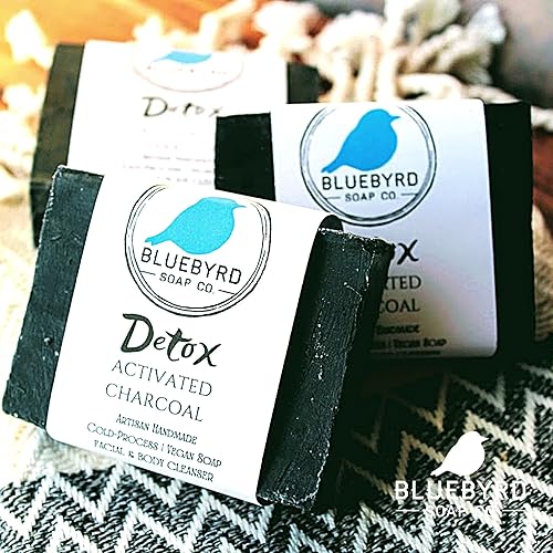 Miniatura 4 de Bluebyrd Soap Co. Jabón de barra de carbón activado Detox  Barra limpiadora facial natural desintoxicante para acné, puntos negros, eczema,