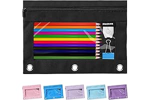 3 Ring Pencil Case: Clear Zipper Pen Case Bag for Binders