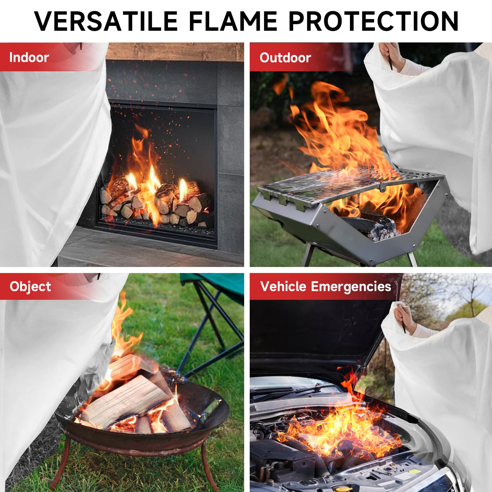 Manta ignífuga de emergencia para la cocina del hogar, 40 x 40 pulgadas, protección de seguridad ignífuga, de fibra de vidrio, kit esencial de supervivencia para casa, coche, camping, chimenea