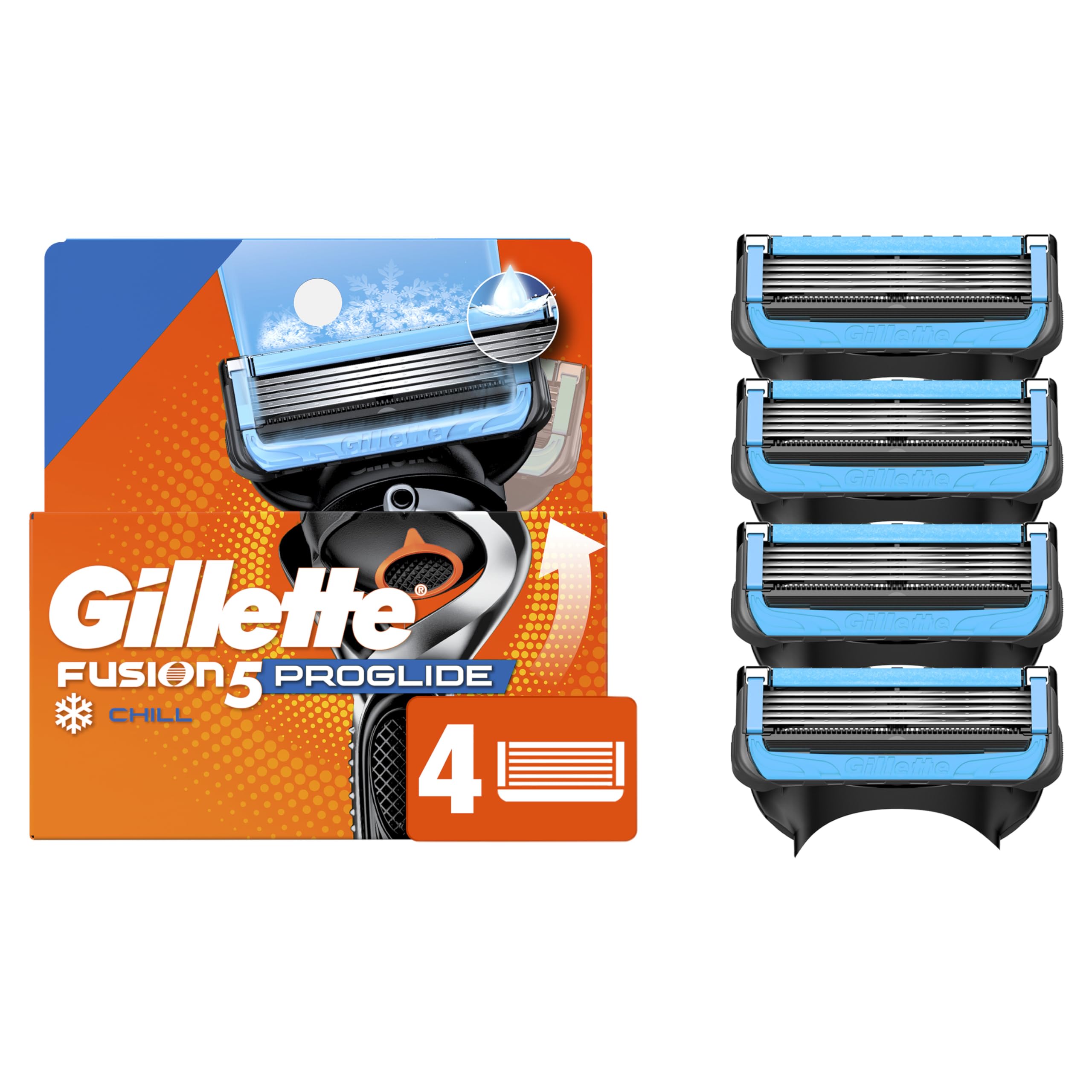 Gillette ProGlide Chill Razor Refills for Men, 4 Blade Refills