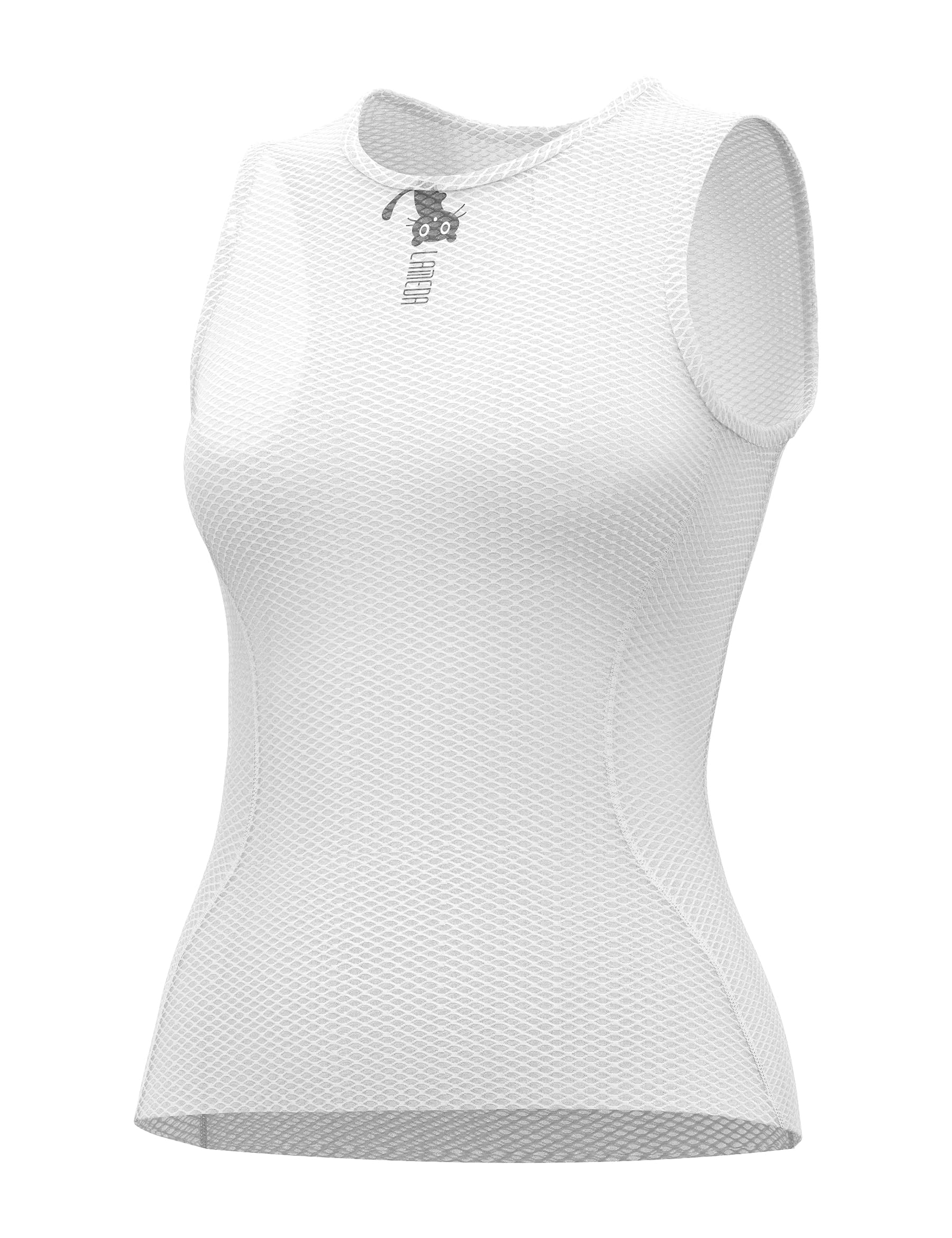 LAMEDA Cycling Base Layer Women Quick Dry Sleeveless Cycling Jersey Compression Mesh Undershirt Breathable Biker Shirts White