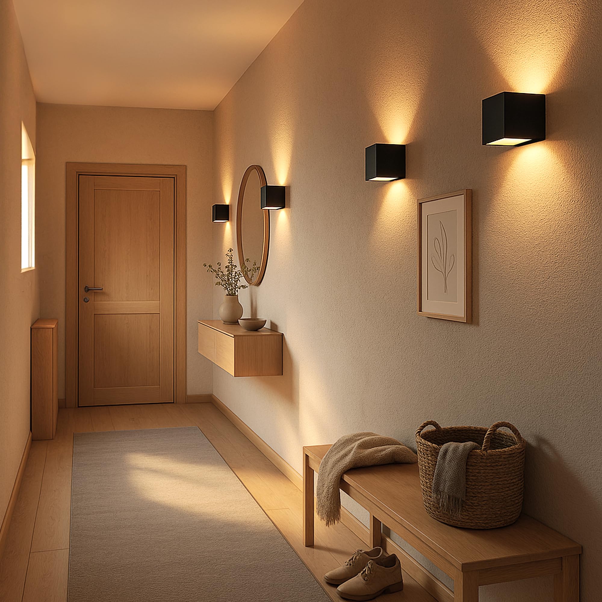 SSC-LUXon EPITA Wandleuchte 2 Stück Innen schwarz-gold Up & Down G9 | Zwei moderne Wandlampen schwarz mit goldenem Innenschirm - Up-Down-Licht für Flur, Treppenhaus & Schlafzimmer, G9-Fassung