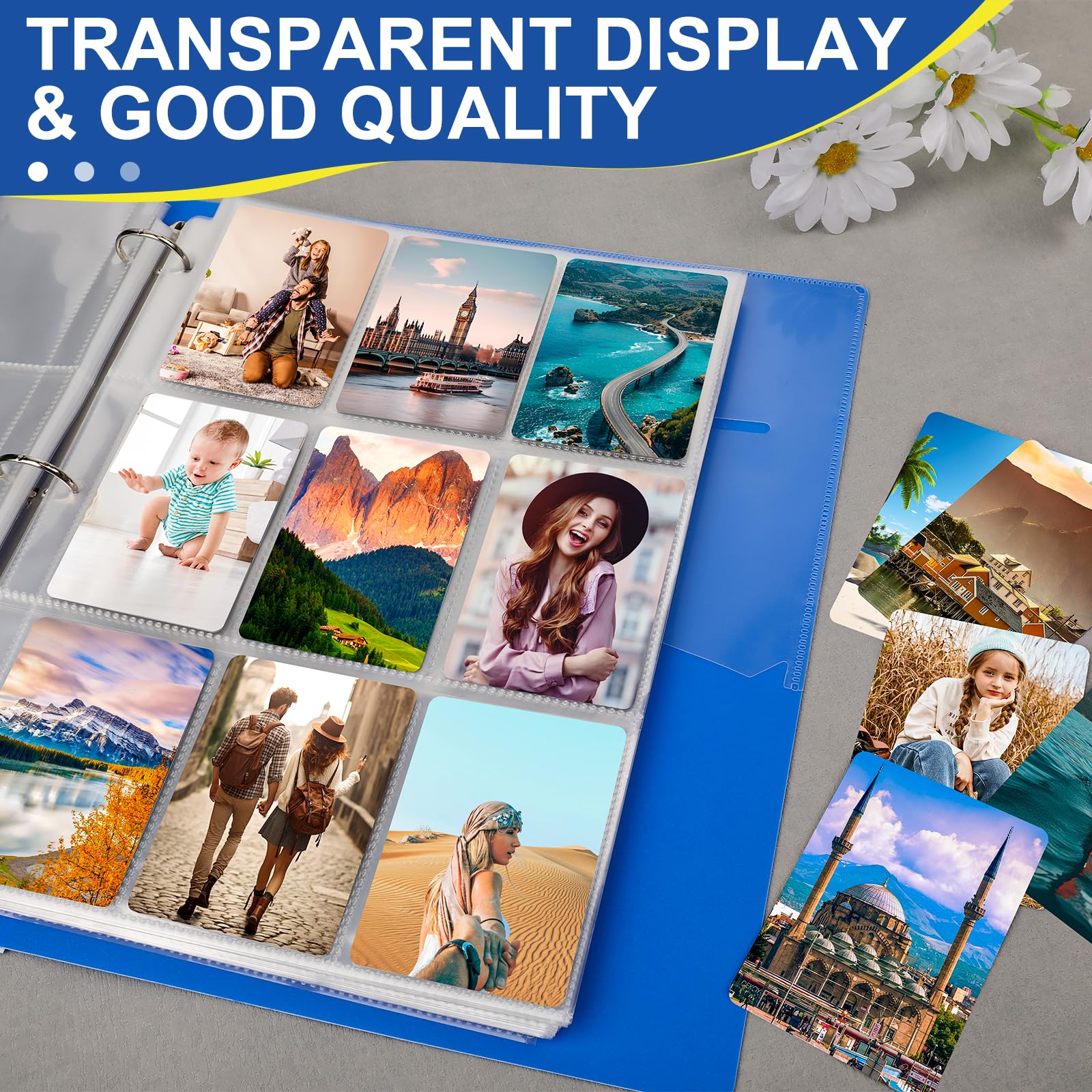 1080 Pockets Card Sleeves Binder Sheets 9 Pocket Card Sleeves for 3 Ring Binder Trading Cards Sleeves Fit — view 5