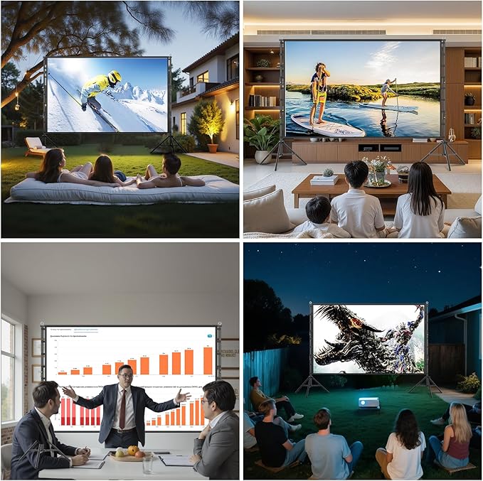 Pantalla Proyector 200 Pulgadas con Trípode Portátil 16:9 4K miniatura 7