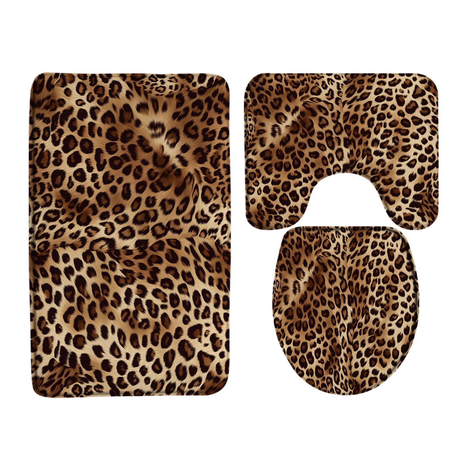 Photo 1 of [HEAVILY USED] AEMBEE Leopard Print 3-Piece Bathroom Rug Set