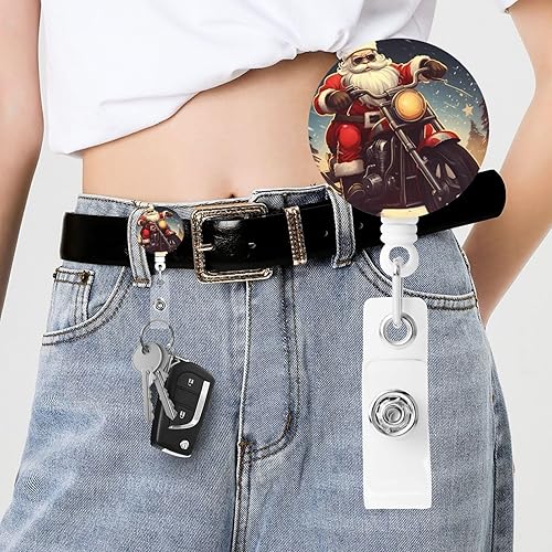 LZQPOEAS Carretes retráctiles con clip giratorio, soporte para tarjeta de identificación de motociclista de Santa Claus para enfermera, clip con
