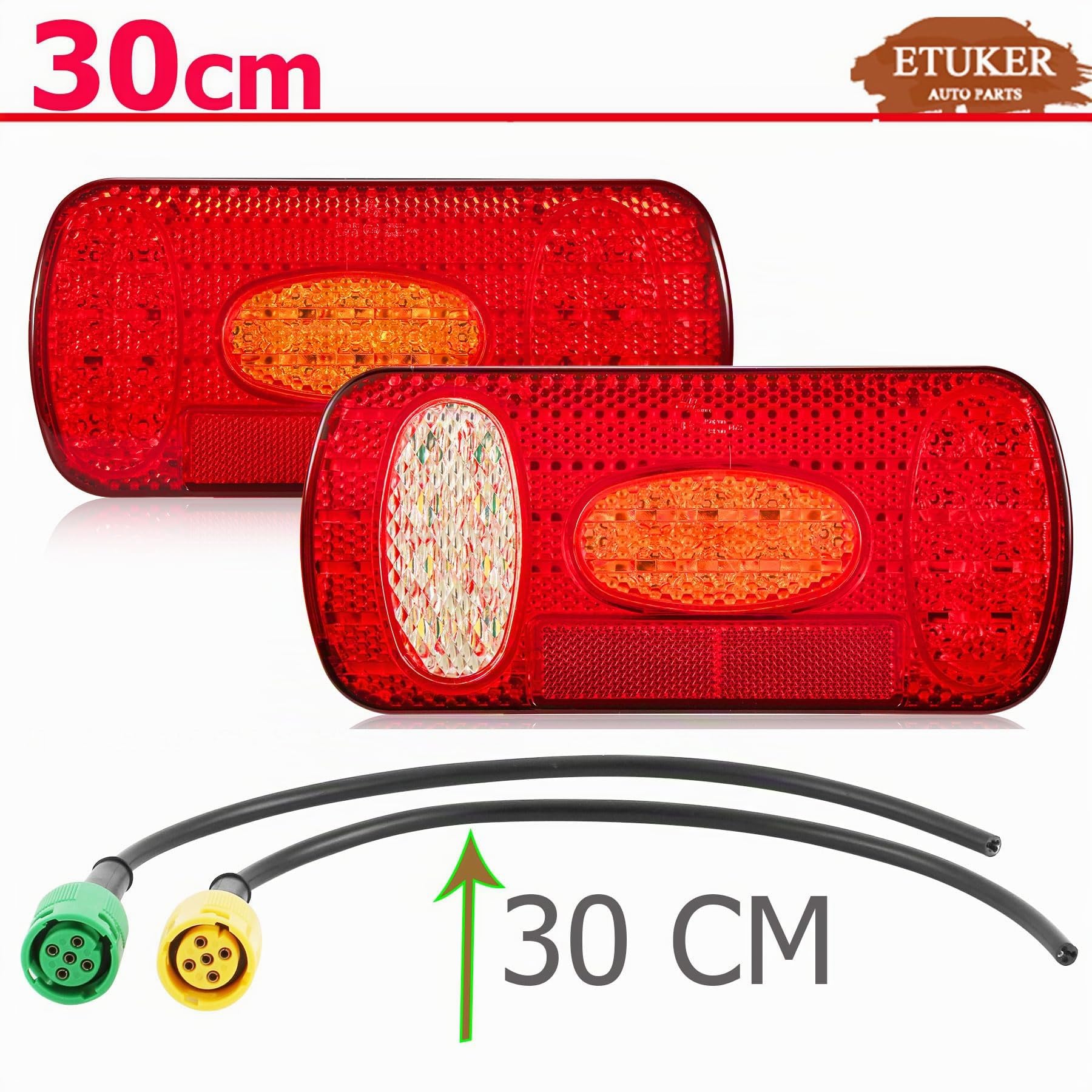 Pilotos Traseros Remolque LED 12/24V Homologados 7Funcione Luz Antiniebla/Piloto Marcha Atrás/Luces de Matrícula