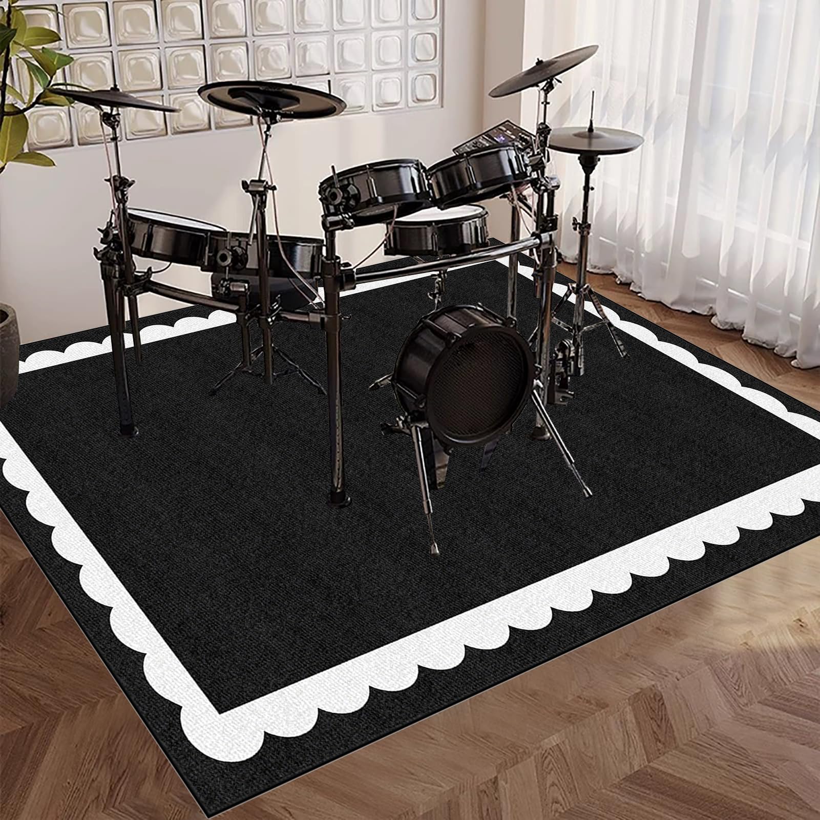 200 x 180 cm Schlagzeug Teppich Schlagzeugteppich Schallschutz Teppich Schallschutzmatte Drum Rug Drum Matte Trommelteppich Quadratische rutschfeste Trommel Teppiche für Bass Drum Snare Drum Teppich