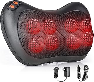 Back Massager, Back and Neck Massager Pillow with 8 Heated Rollers Kneading Massage, Heat Deep Tissue Kneading Massage for Full Body Muscle, Best Relaxation Gifts in Home, Office and Car