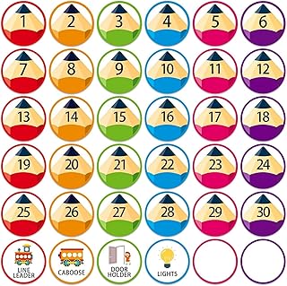 教室用ラインアップステッカー - 36枚 番号付きフロアドットデカール、4インチ ビニールステッカー 教室整理用 幼稚園 新学期用品 子供用フロアマーカー(カラーB)