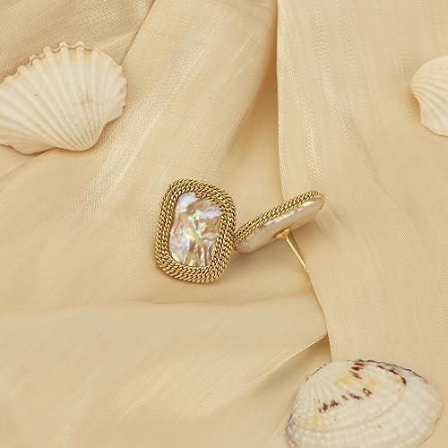 Miniatura 3 de ELEXIS 18k Gold Big Square Baroque Pearl stud Earrings For Women Handmade Trendy Comfy Real Freshwater Pearls Aesthetic Earrings Engaged Wedding