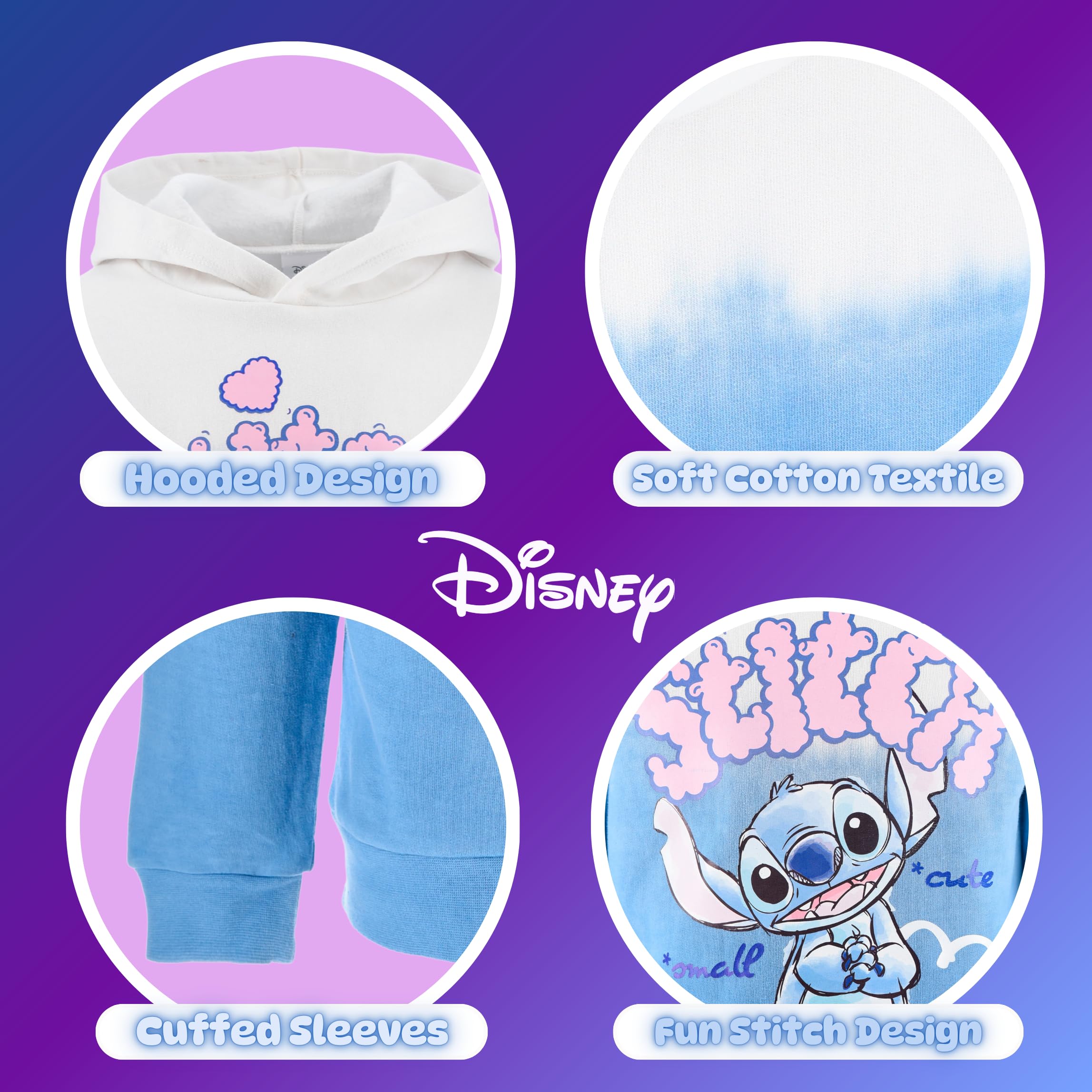 Disney Stitch Sudadera con Capucha para Niñas Tallas 3-8 Años