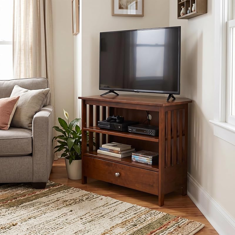 Solid Wood Mission Corner Enteinment/TV Stand, Espresso image 2