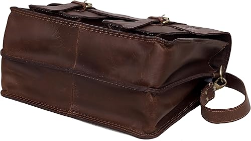 Miniatura 8 de Bolso de mensajero para hombre, estilo vintage, de 15.6 pulgadas, de cuero, maletín para portátil, bolso de hombro, bolso de hombro retro para