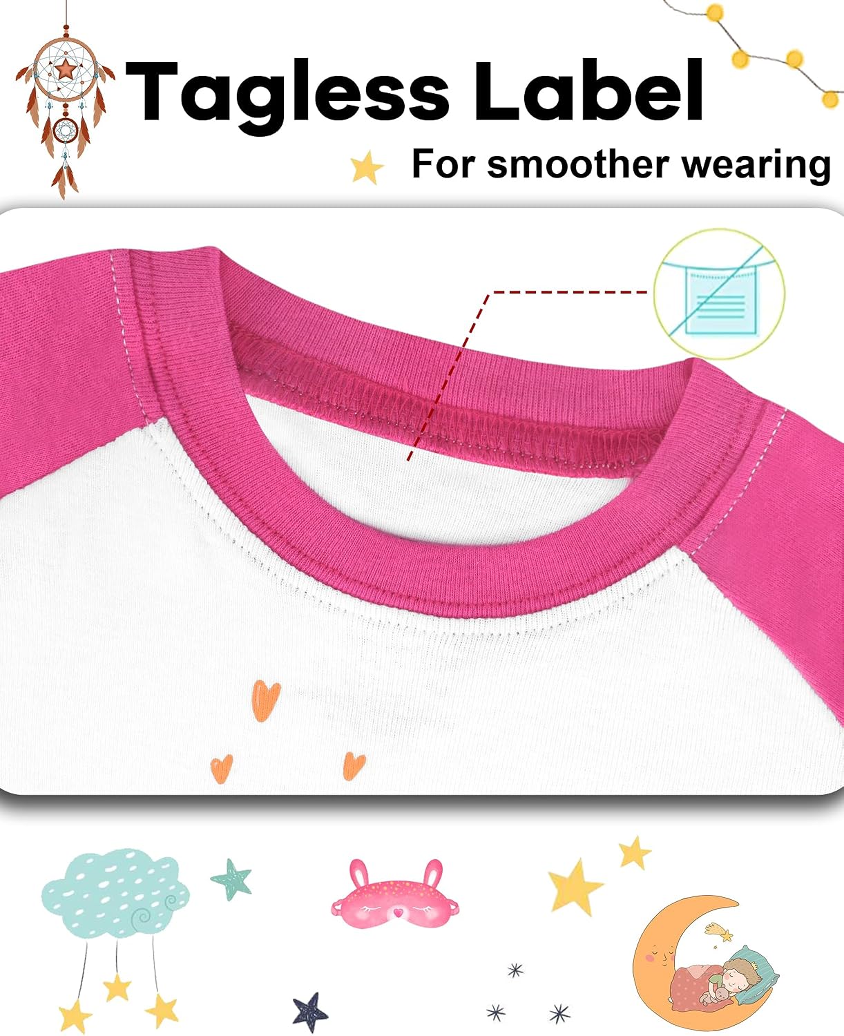 DAUGHTER QUEEN Girls Summer Pajamas Set 4 Pieces 100% Cotton Sleepwear Size 18 Months-12 Years