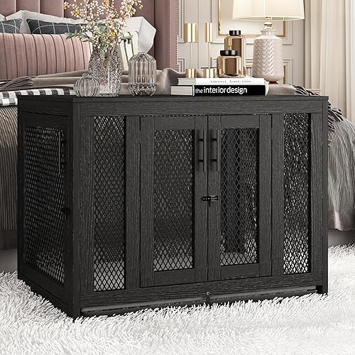 DAWNSPACES Muebles de jaula para perros, perrera grande de madera de 40 pulgadas con cojín, bandeja y puertas dobles, jaula de interior resistente, disponible en Yaxa Colombia