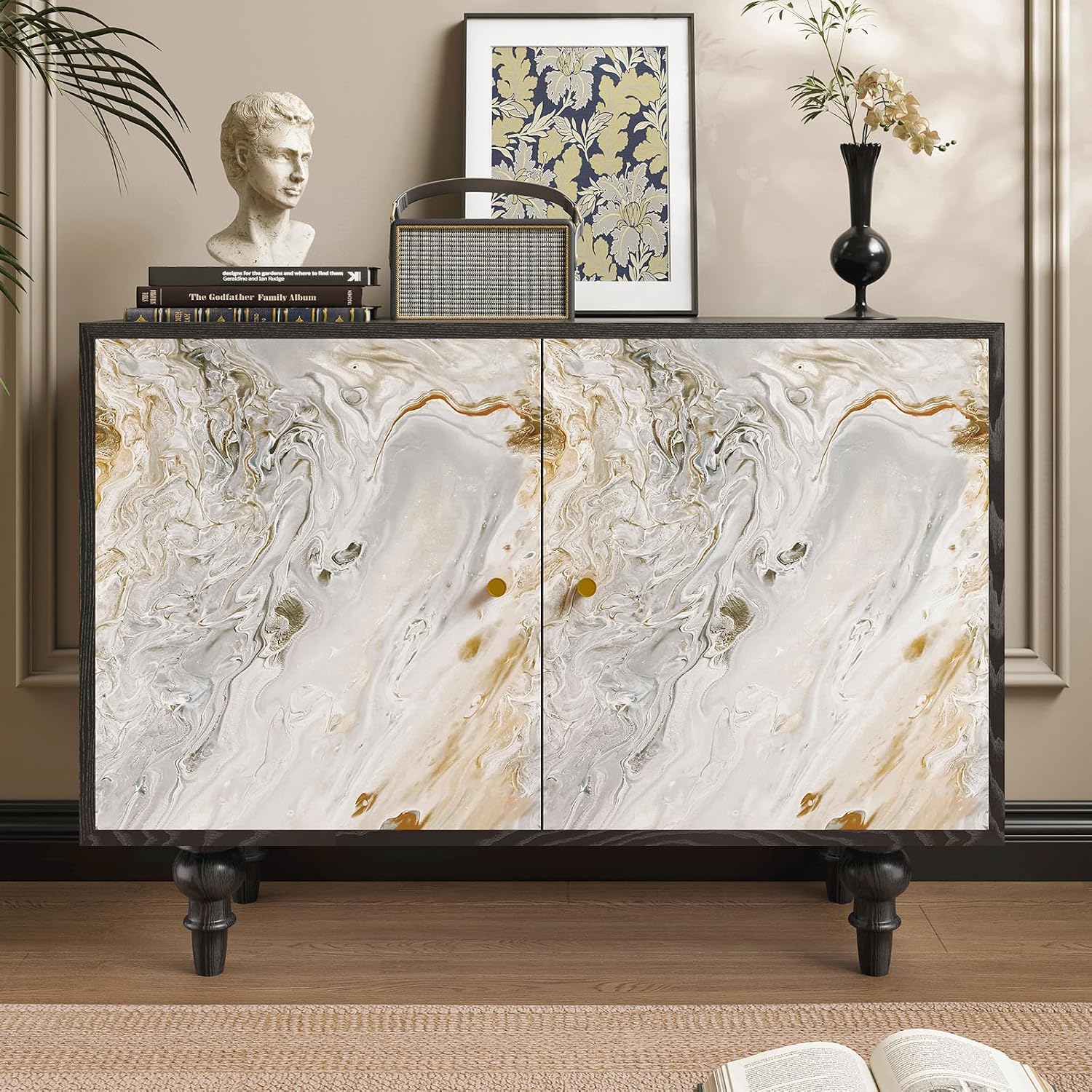 Liquid Marble Contact Paper Peel and Stick Countertops Matte Waterproof Cyan Gold Marble Vinyl Wrap for Table Cabinets 15.7"x472" Removable Self Adhesive Teal Counter Covers for Kitchen Desk