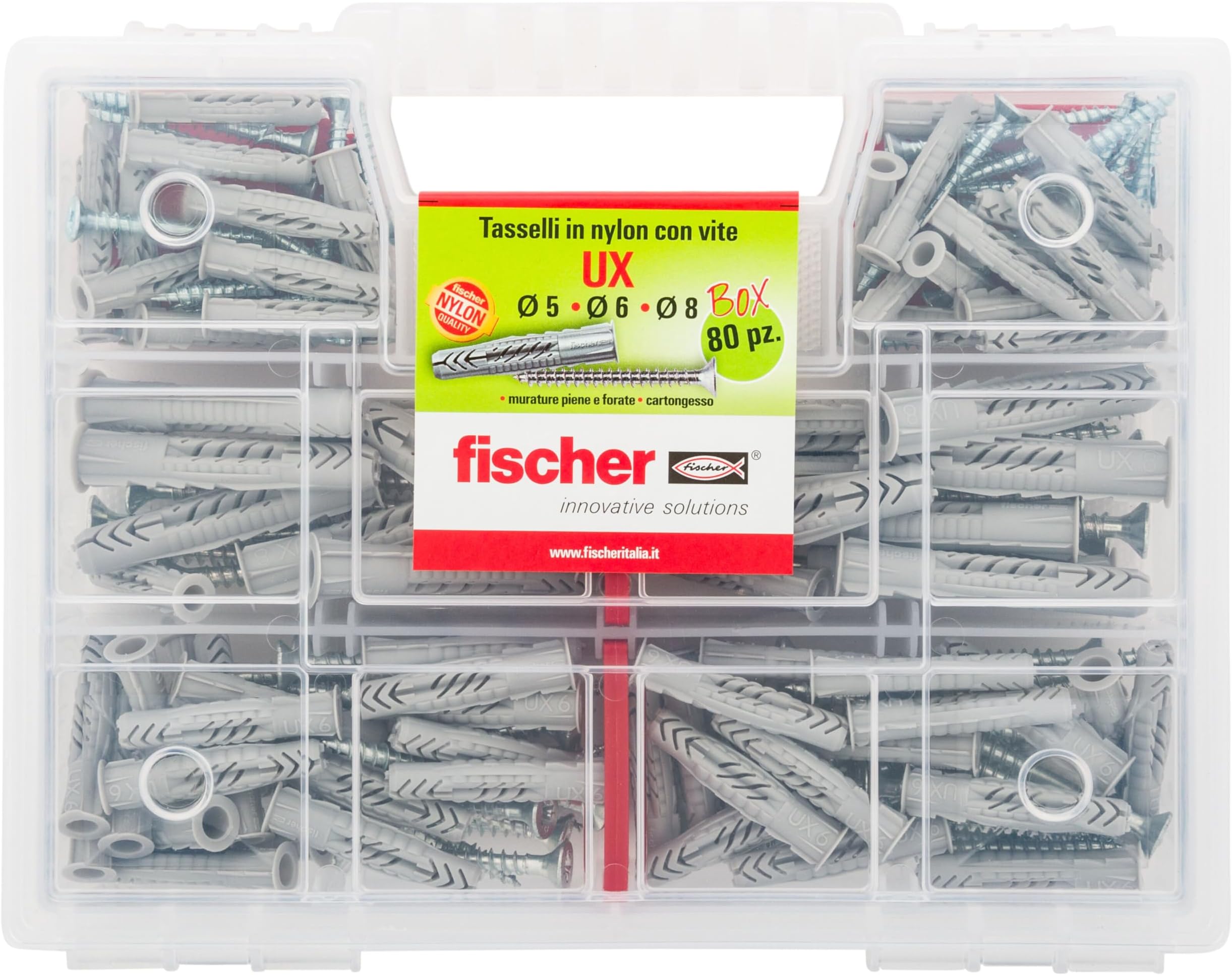 UX Kit, 80 Perforated Dowels with Screw for Mounting on Wall Full, Brick, Plasterboard, 544257