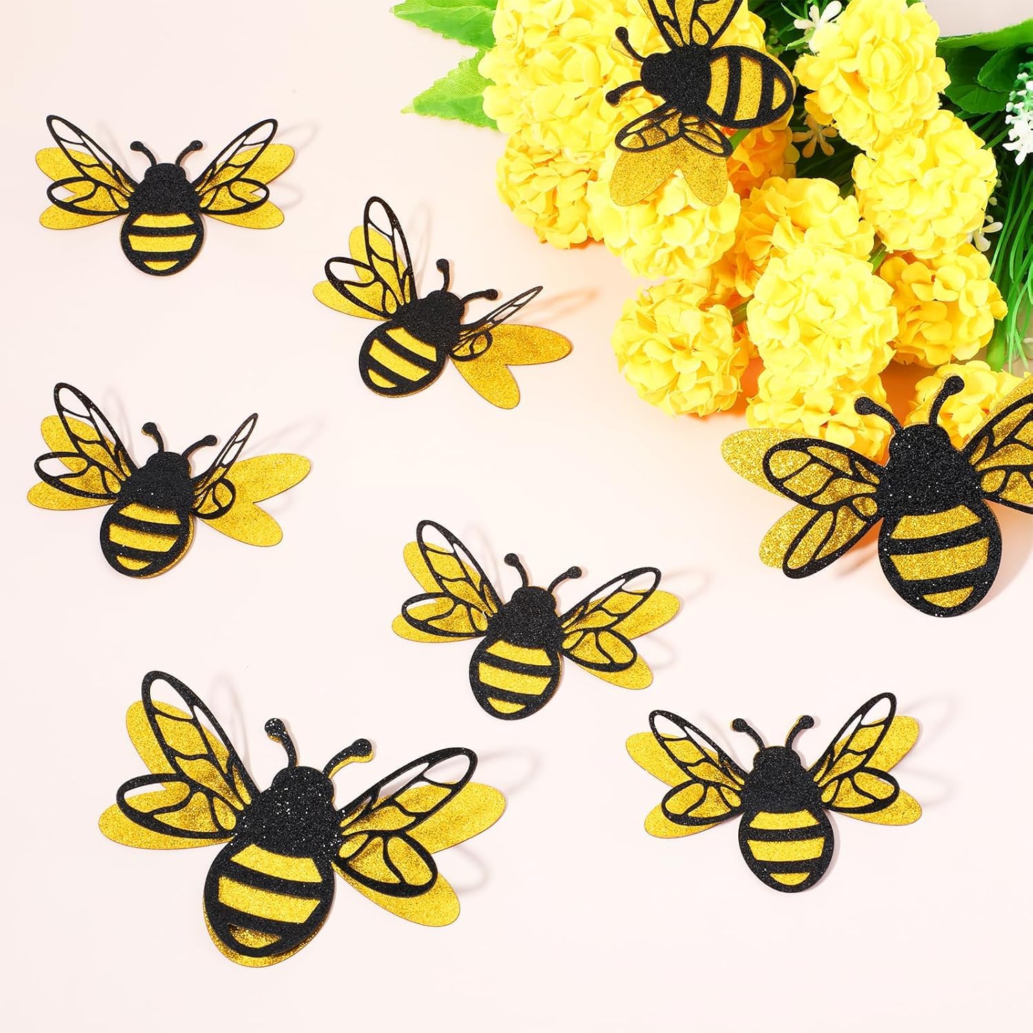 3D Bee Wall Decal Pastel 2 Sizes Double Layer Honey Bees Wall Stickers Decor Peel and Stick Home Room Decor for Girls Kids Bedroom Nursery Playroom Party Sticker