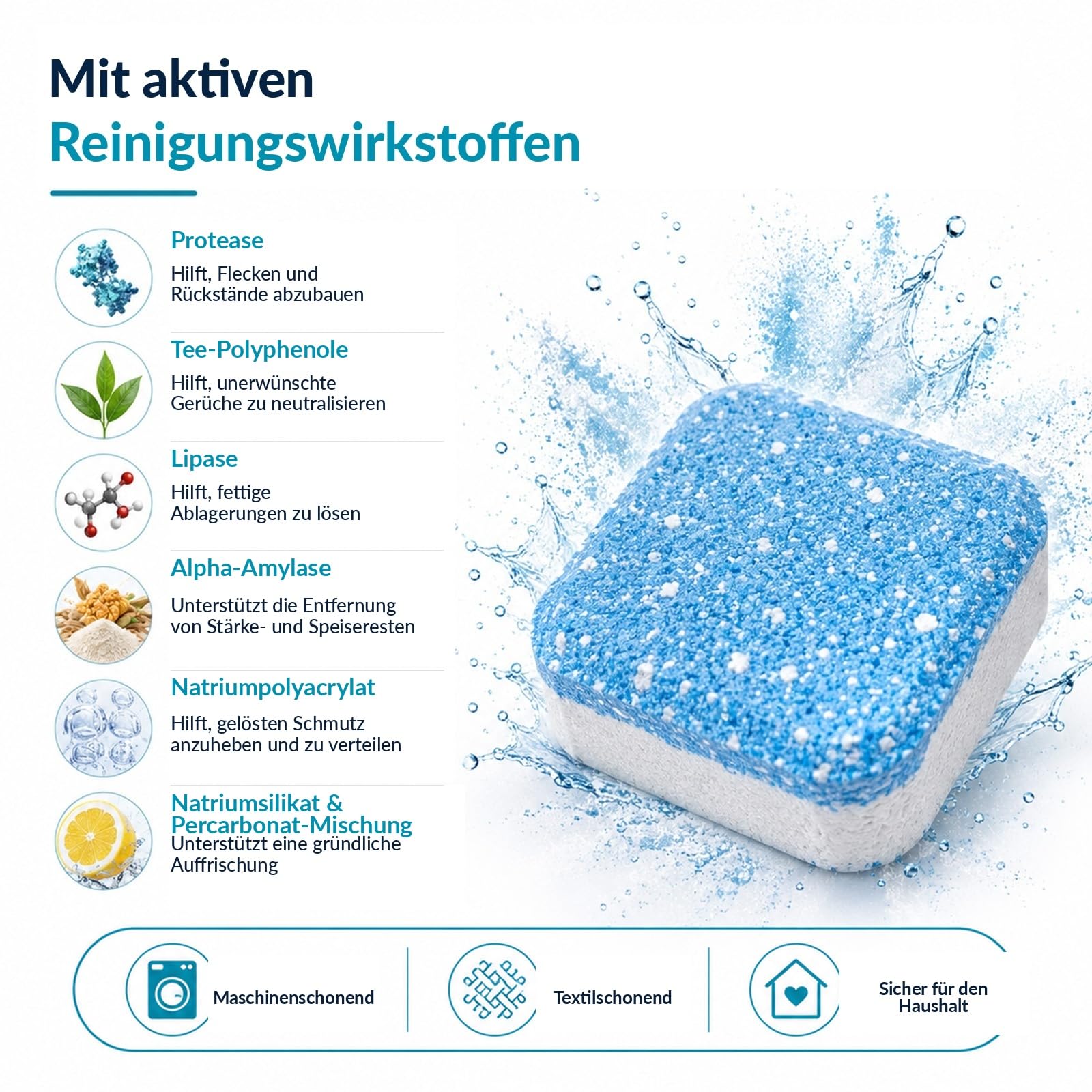 Zunial Waschmaschinenreiniger Pro, Zunial Maschinenreiniger, Maschinenreiniger Tabs Für Waschmaschine, Waschmaschinen-Reiniger Gegen Gerüche, Tierhaare Und Rückstände (48 Stück)