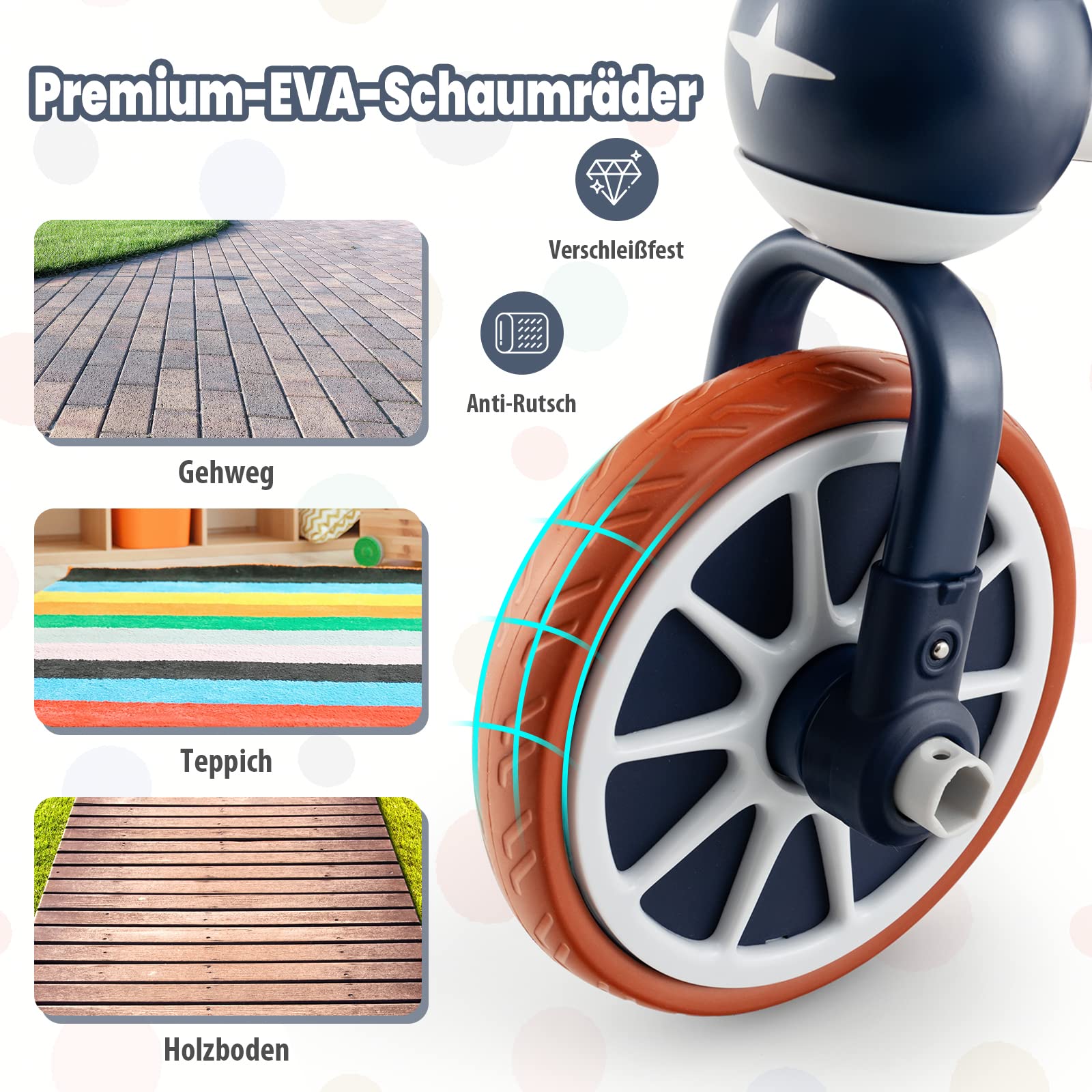 COSTWAY 4 in 1 Kinder Dreirad & Laufrad & Balance Bike & Schiebeauto mit verstellbarem Schiebegriff und abnehmbaren Pedalen,für Kinder ab 1 Jahre