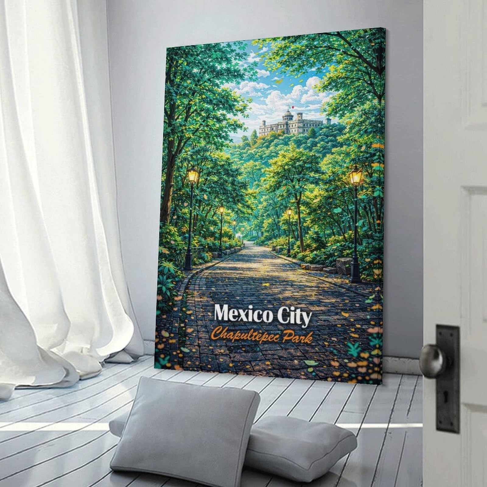 Junmoney Chapultepec Park, Mexico City Wall Decor Canvas Print, 20x30inch(50x75cm), for Small Homes, Bedrooms Or Open Spaces, Wall Decor with Flexible Room Appeal
