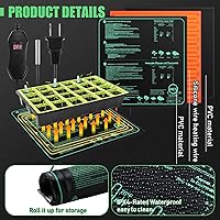 Vista 5 de ROCEEI Paquete de 2 alfombrillas térmicas de plántulas con controlador de termostato digital de 20 x 20.75 pulgadas, impermeable, para germinación
