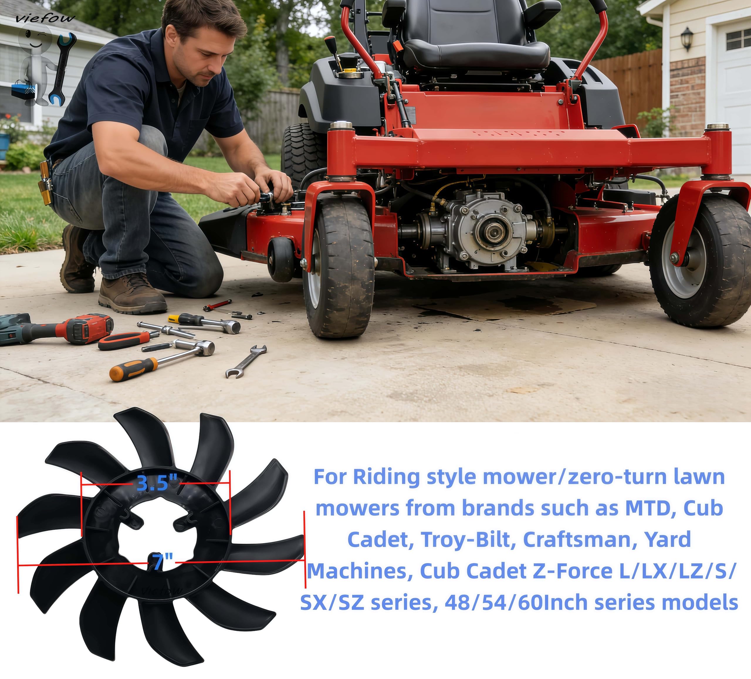 wan♡wan② Viefow Lawn Mower 10 Blade Transmission Fan 55217 for Z-Force L LX