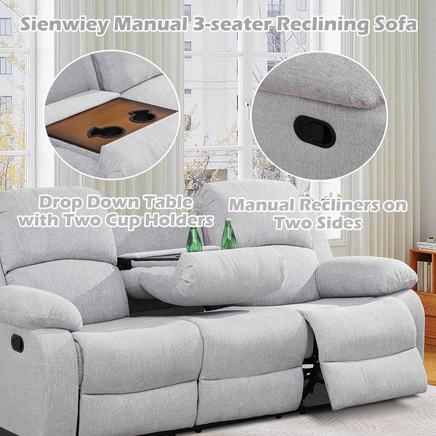 Amazon｜SIENWIEY 手動リクライニングソファ リクライニングソファ