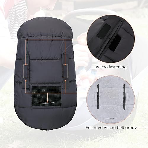 Miniatura 3 de Saco de dormir universal para cochecito de invierno al aire libre, bolsa de banderines con capucha resistente al viento y al agua, funda de asiento