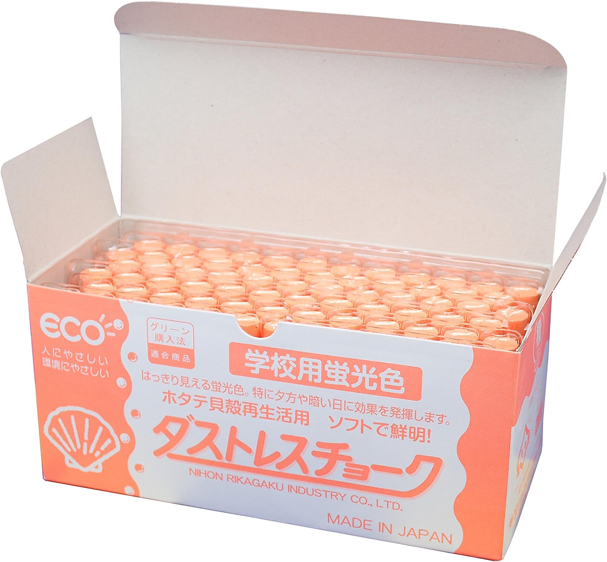 日本理化学 Japan physics and chemistry Dasutoresu fluorescent chalk orange DCK-72-RG 72 ...