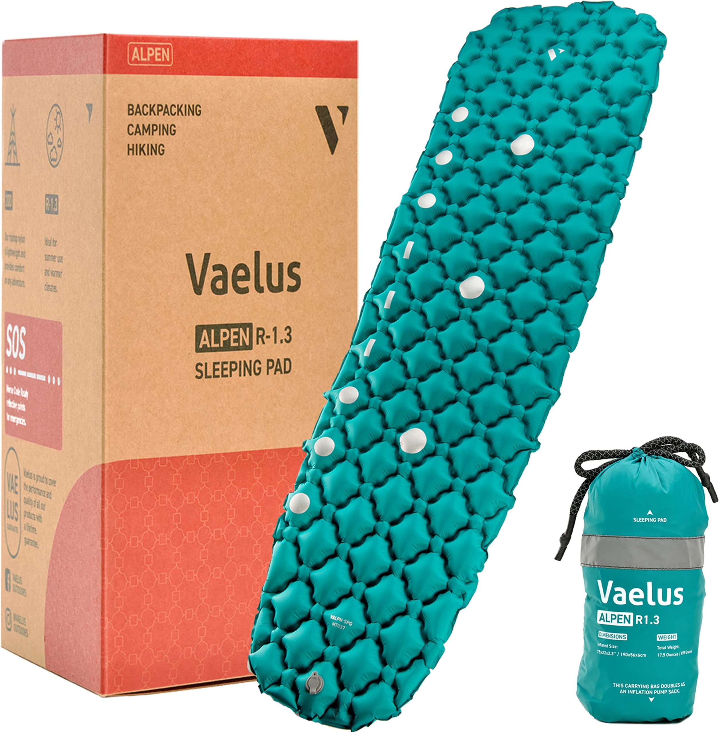 Sleeping Pad for Camping (17.5 Oz) with ReflectSOS Technology — QuickINFLATE Inflatable Sleeping Pad — Camping Mattress and Backpacking Sleeping Pad — Camping Sleeping Pad and Camping Mat