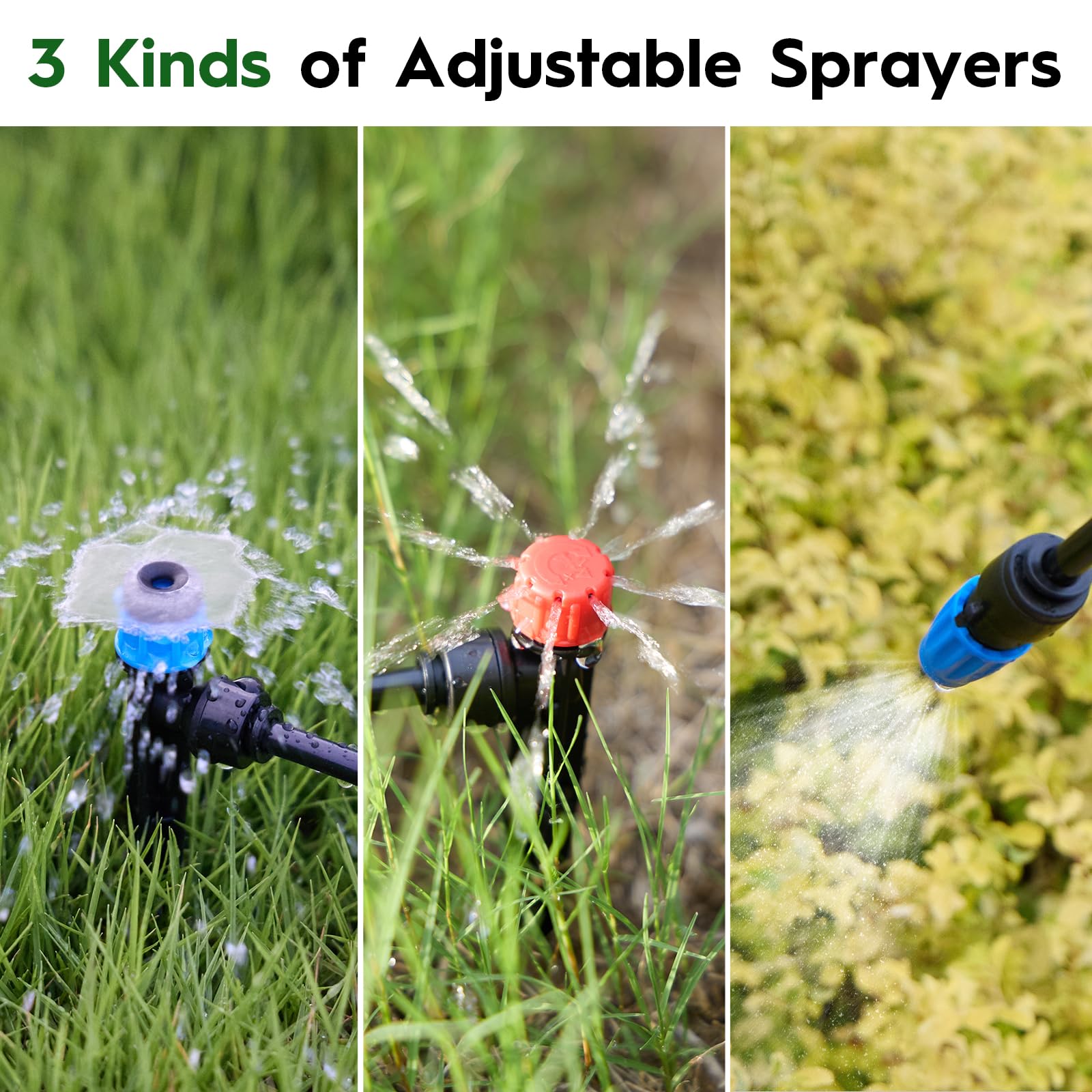 200FT Quick-Connect Tropfbewässerungssystem, automatisches Bewässerungs-Set mit 1 cm und 160 FT 0,6 cm Schlauch und verstellbaren Tropfstrahlern, Gartenbewässerungssystem für Rasen, Blumenbeet