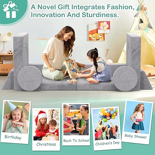 Miniatura 40 de BIERUM Sofá para niños, 6 piezas, sofá infantil para dormitorio, sala de juegos, sofá multifuncional para desarrollar la inteligencia, la 6 piezas