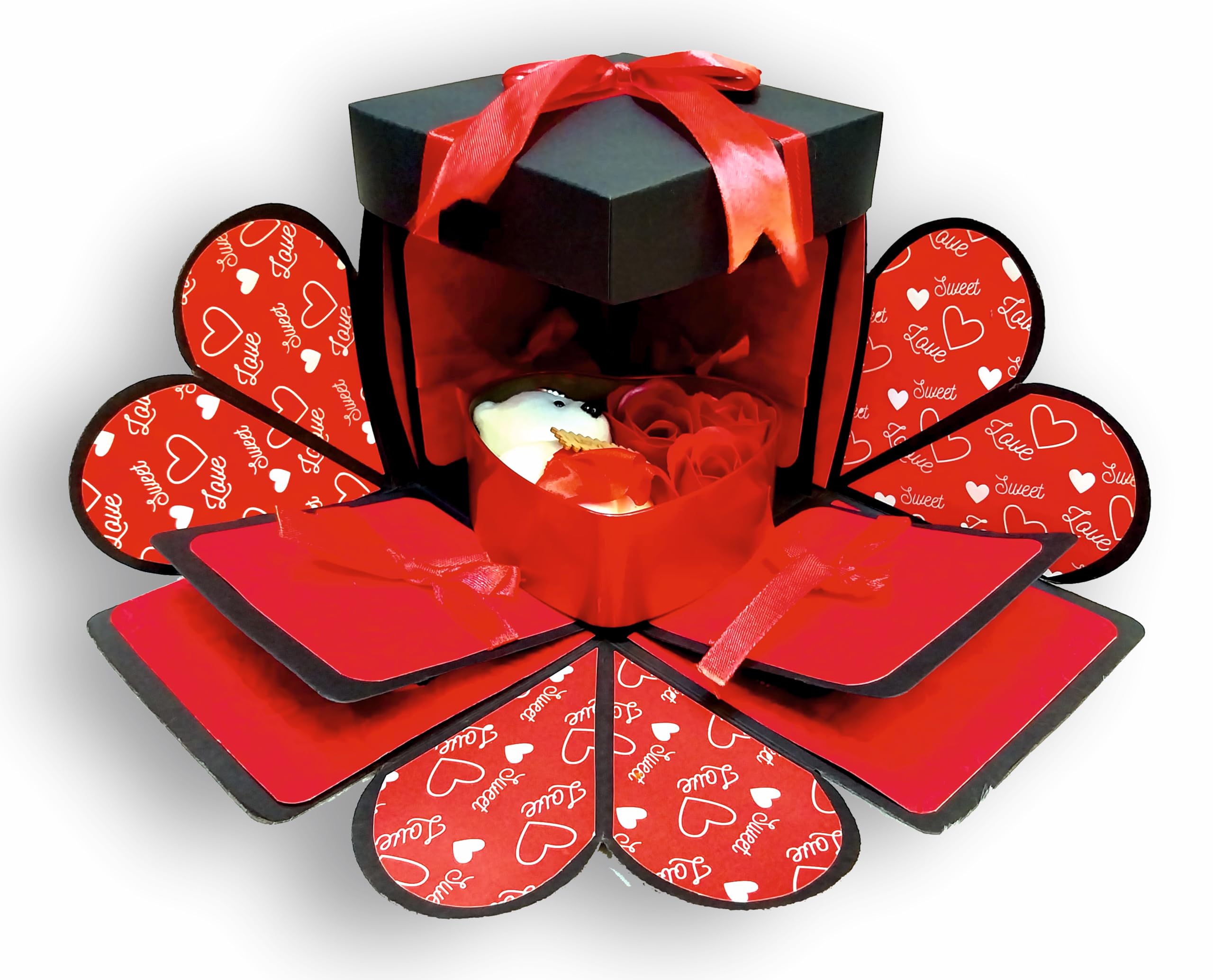 US IDEAL CRAFT Explosive Gift Box, Birthday Gift, Wedding Gift, Valentine Love Gift For Your Wife/Husband, Fiance, Boyfriend Without Chocolate (1 Tin Box Includes Teddy & Roses), Pack Of 1-image-28