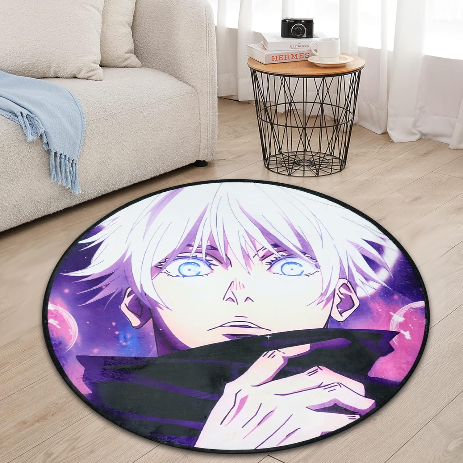 Anime Carpet Circular Area Shape Rug Jujutsu Non Slip Ultra